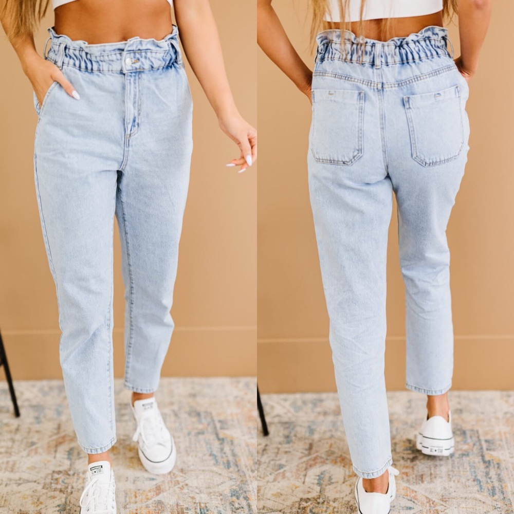 Paper Bag Waist Barrel Mom Jeans Large 10/12